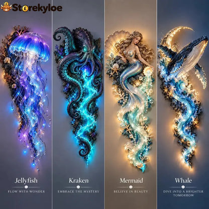 ⏰Limited Stock 49% OFF - 🌊✨ Enchanted Ocean Legends™ Lighted Wall Décor Collection 🐋🧜‍♀️