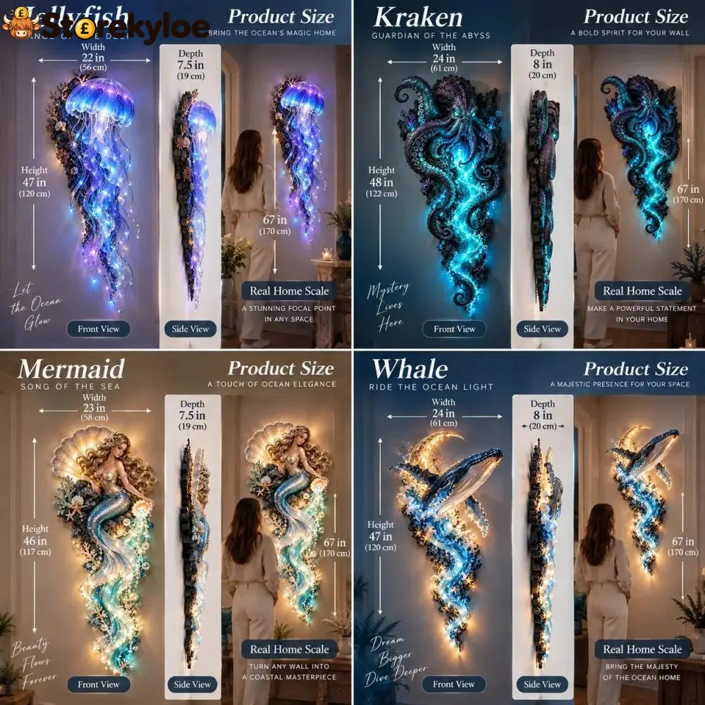 ⏰Limited Stock 49% OFF - 🌊✨ Enchanted Ocean Legends™ Lighted Wall Décor Collection 🐋🧜‍♀️