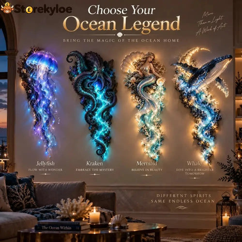 ⏰Limited Stock 49% OFF - 🌊✨ Enchanted Ocean Legends™ Lighted Wall Décor Collection 🐋🧜‍♀️