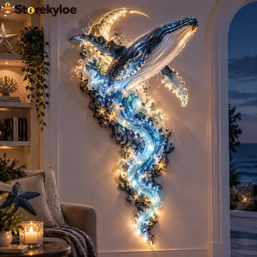 ⏰Limited Stock 49% OFF - 🌊✨ Enchanted Ocean Legends™ Lighted Wall Décor Collection 🐋🧜‍♀️ - 🐋 Moonlit Whale