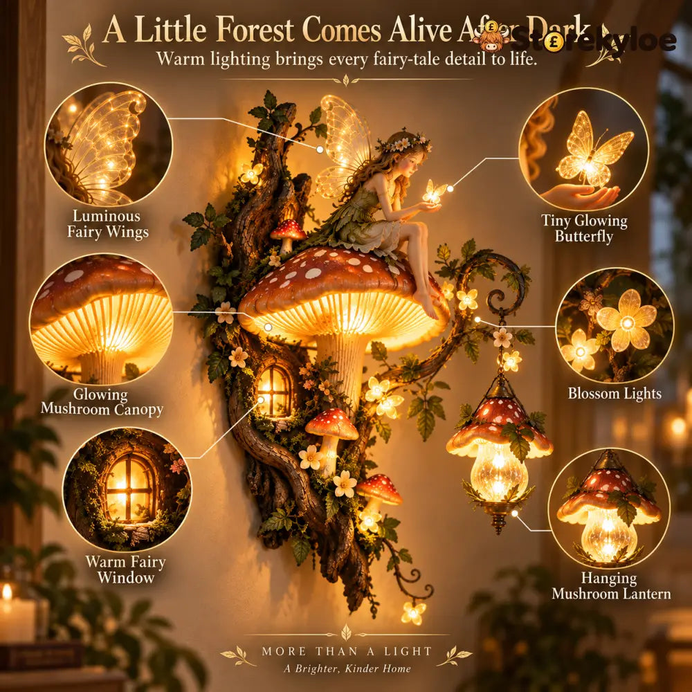 ⏰Limited Stock 50% OFF - 🧚✨ Enchanted Mushroom Fairy Wall Light 🍄🌿