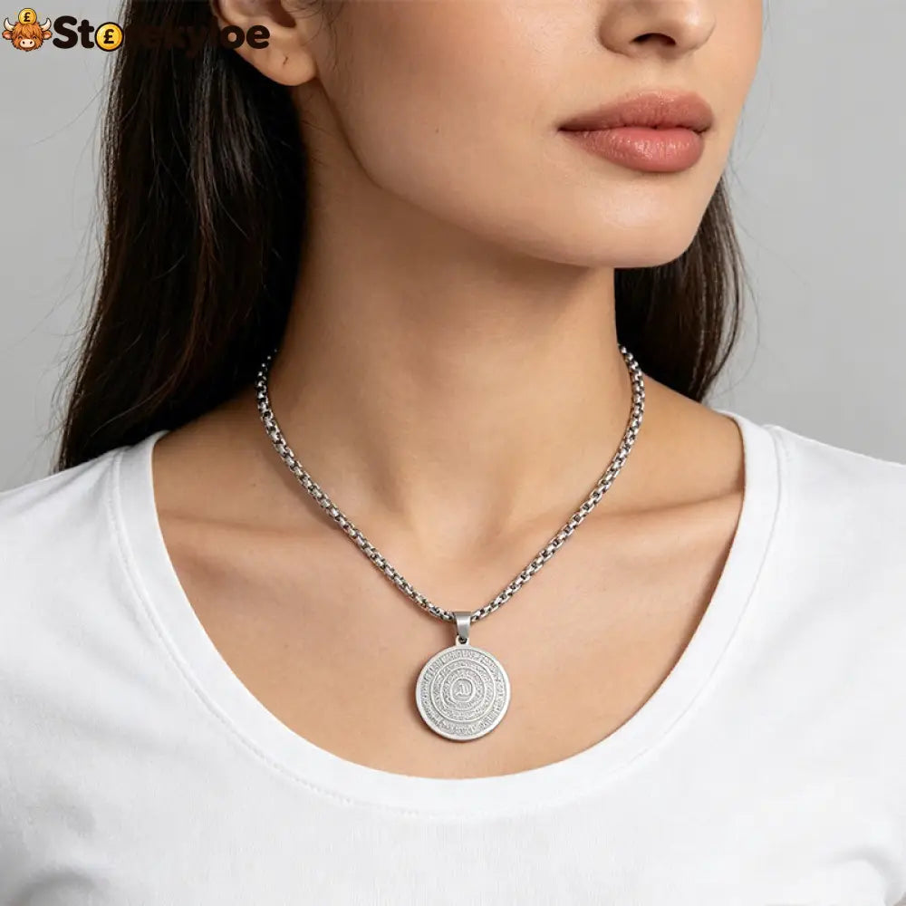 ⏳ LIMITED-TIME 49% OFF! 🪙📿 Stainless Steel Arabic Calligraphy Pendant Necklace – Sacred ’Allah’ Engraving