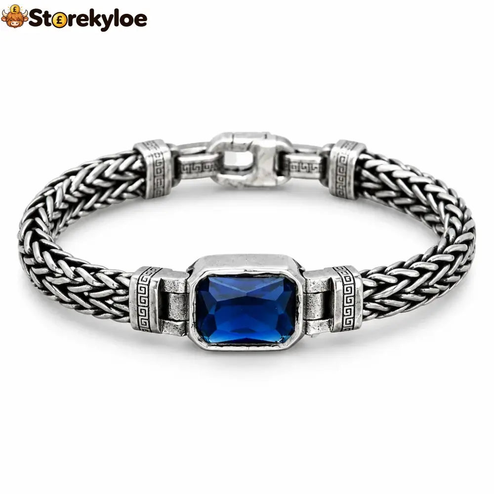 ⏳🔥limited-time 50% Off! ⏰vintage Sterling Silver Meander Bracelet – Handmade Braided Unisex Hip-hop Jewelry💎 - 18cm