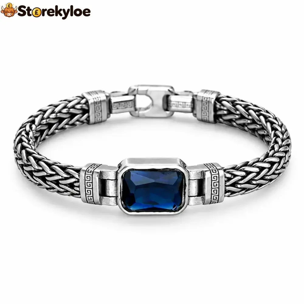 ⏳🔥limited-time 50% Off! ⏰vintage Sterling Silver Meander Bracelet – Handmade Braided Unisex Hip-hop Jewelry💎 - 22cm