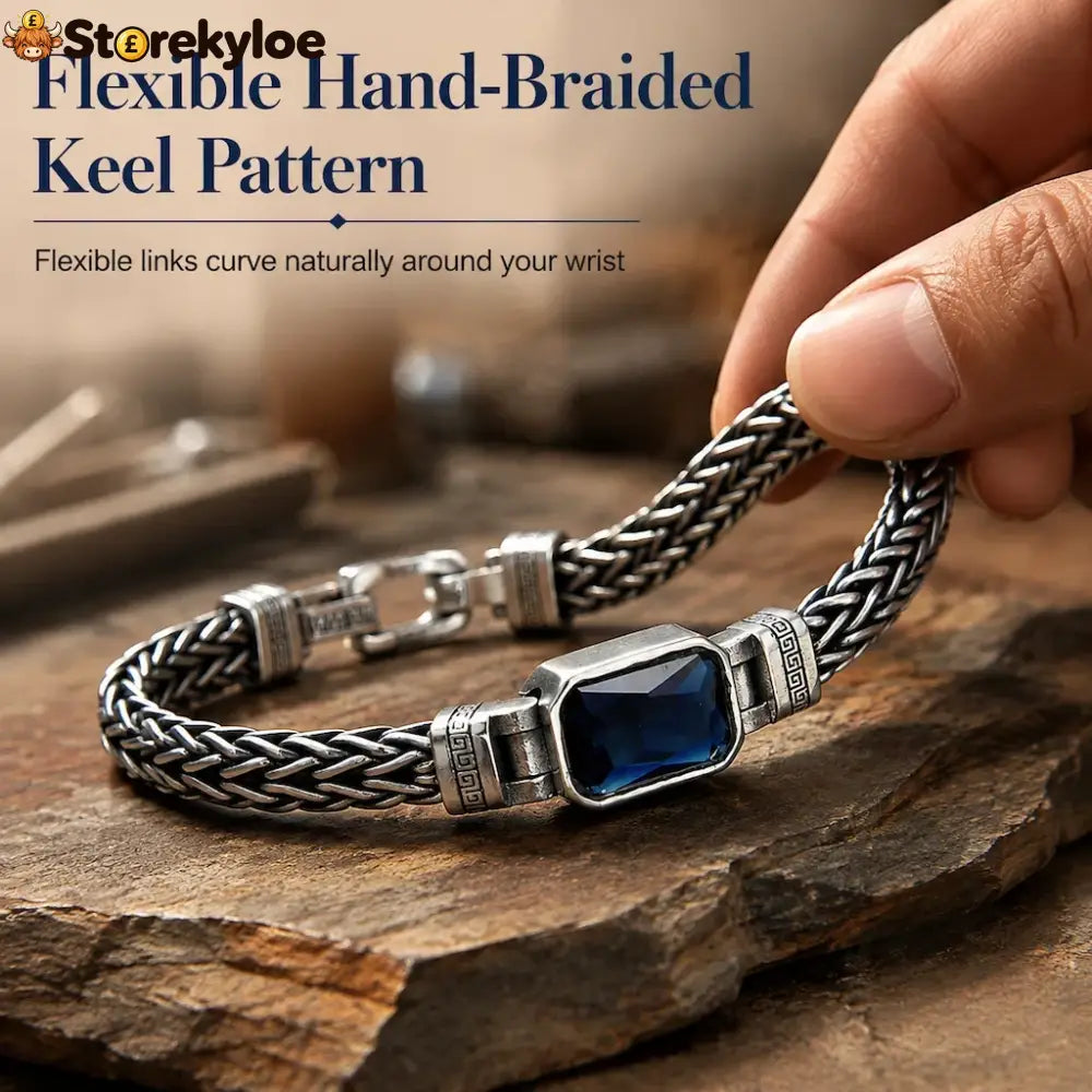 ⏳🔥limited-time 50% Off! ⏰vintage Sterling Silver Meander Bracelet – Handmade Braided Unisex Hip-hop Jewelry💎