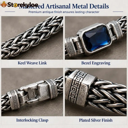 ⏳🔥limited-time 50% Off! ⏰vintage Sterling Silver Meander Bracelet – Handmade Braided Unisex Hip-hop Jewelry💎