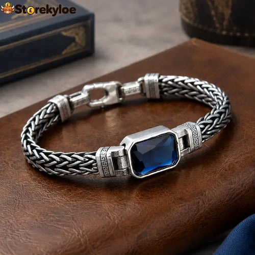 ⏳🔥limited-time 50% Off! ⏰vintage Sterling Silver Meander Bracelet – Handmade Braided Unisex Hip-hop Jewelry💎