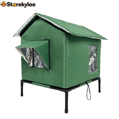 ⏰🔥LIMITED TIME 50% OFF! 🐈 All-Weather Elevated Outdoor Cat House – Waterproof, Insulated & Foldable for Cozy Comfort 🌧️✨