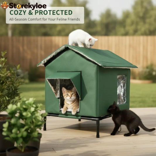 ⏰🔥LIMITED TIME 50% OFF! 🐈 All-Weather Elevated Outdoor Cat House – Waterproof, Insulated & Foldable for Cozy Comfort 🌧️✨
