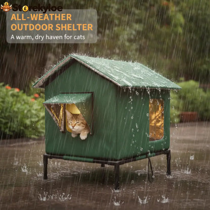 ⏰🔥LIMITED TIME 50% OFF! 🐈 All-Weather Elevated Outdoor Cat House – Waterproof, Insulated & Foldable for Cozy Comfort 🌧️✨