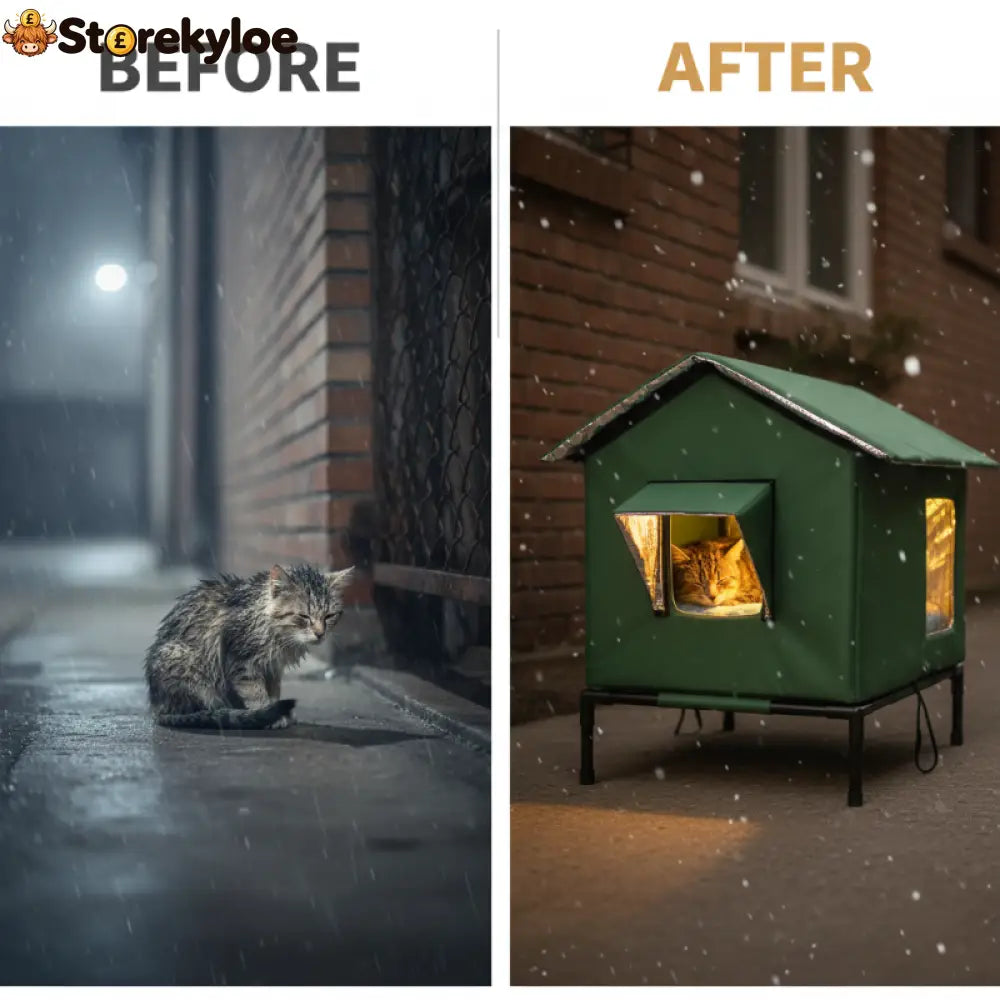 ⏰🔥LIMITED TIME 50% OFF! 🐈 All-Weather Elevated Outdoor Cat House – Waterproof, Insulated & Foldable for Cozy Comfort 🌧️✨
