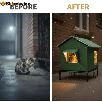 ⏰🔥LIMITED TIME 50% OFF! 🐈 All-Weather Elevated Outdoor Cat House – Waterproof, Insulated & Foldable for Cozy Comfort 🌧️✨