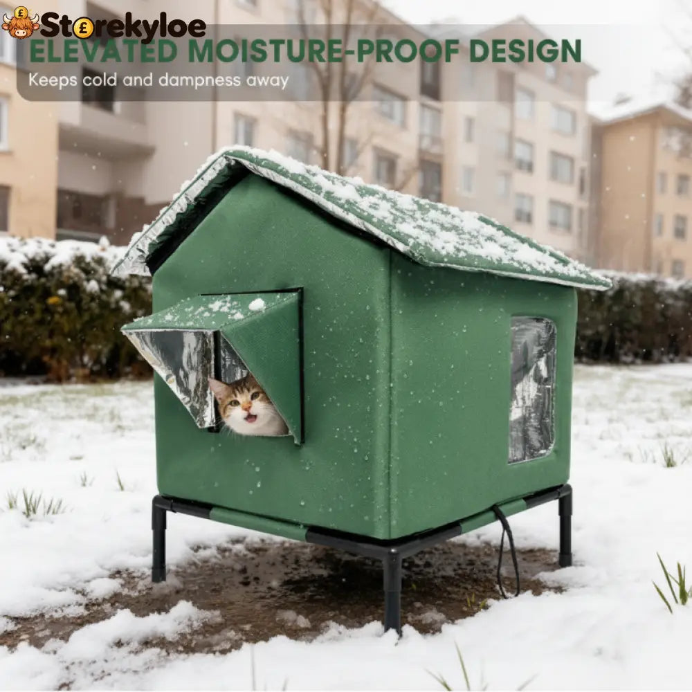 ⏰🔥LIMITED TIME 50% OFF! 🐈 All-Weather Elevated Outdoor Cat House – Waterproof, Insulated & Foldable for Cozy Comfort 🌧️✨