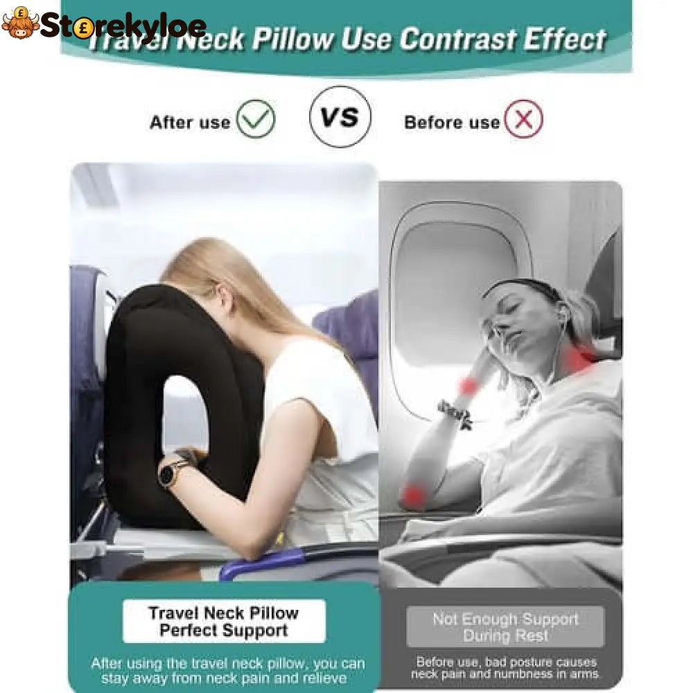 ⏰LIMITED-TIME 50% OFF!💨Inflatable Travel Pillow | 360° Support – Soft Flocking Quick Inflate Compact