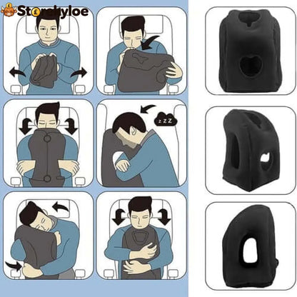 ⏰LIMITED-TIME 50% OFF!💨Inflatable Travel Pillow | 360° Support – Soft Flocking Quick Inflate Compact