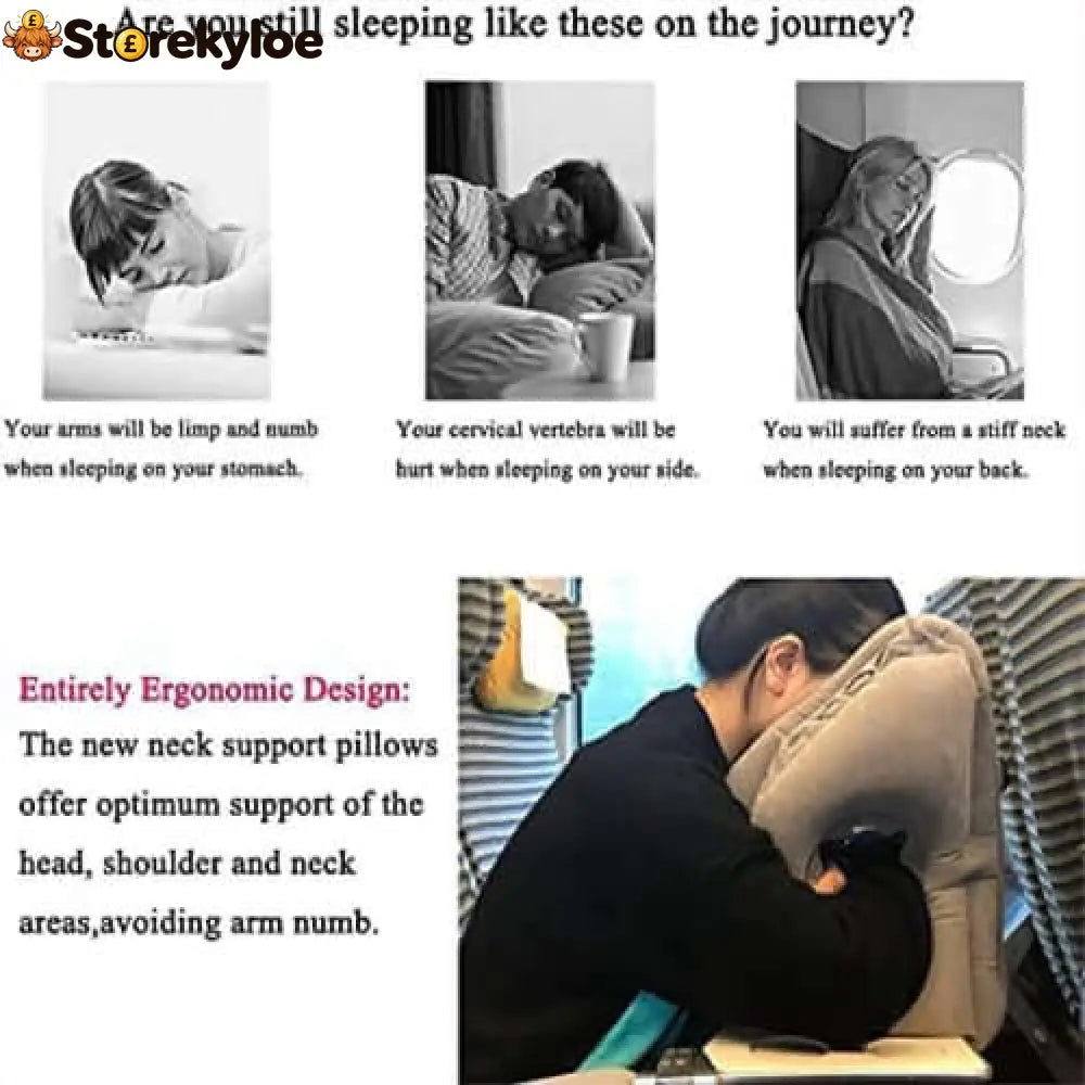 ⏰LIMITED-TIME 50% OFF!💨Inflatable Travel Pillow | 360° Support – Soft Flocking Quick Inflate Compact