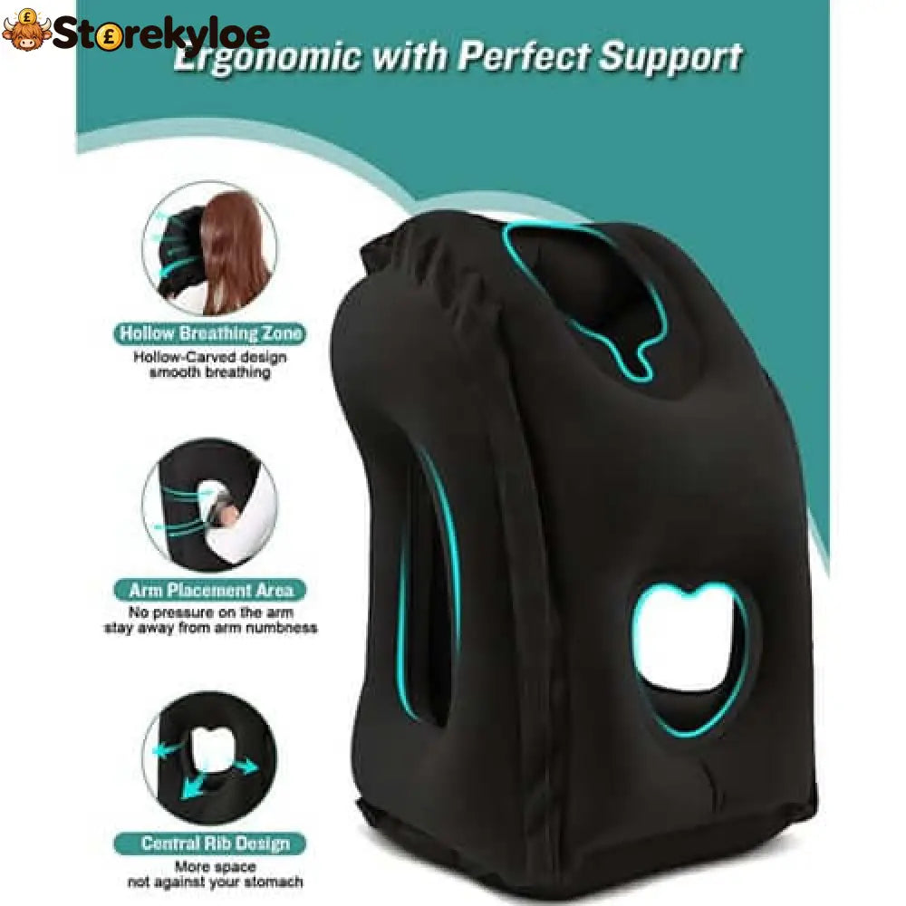 ⏰LIMITED-TIME 50% OFF!💨Inflatable Travel Pillow | 360° Support – Soft Flocking Quick Inflate Compact