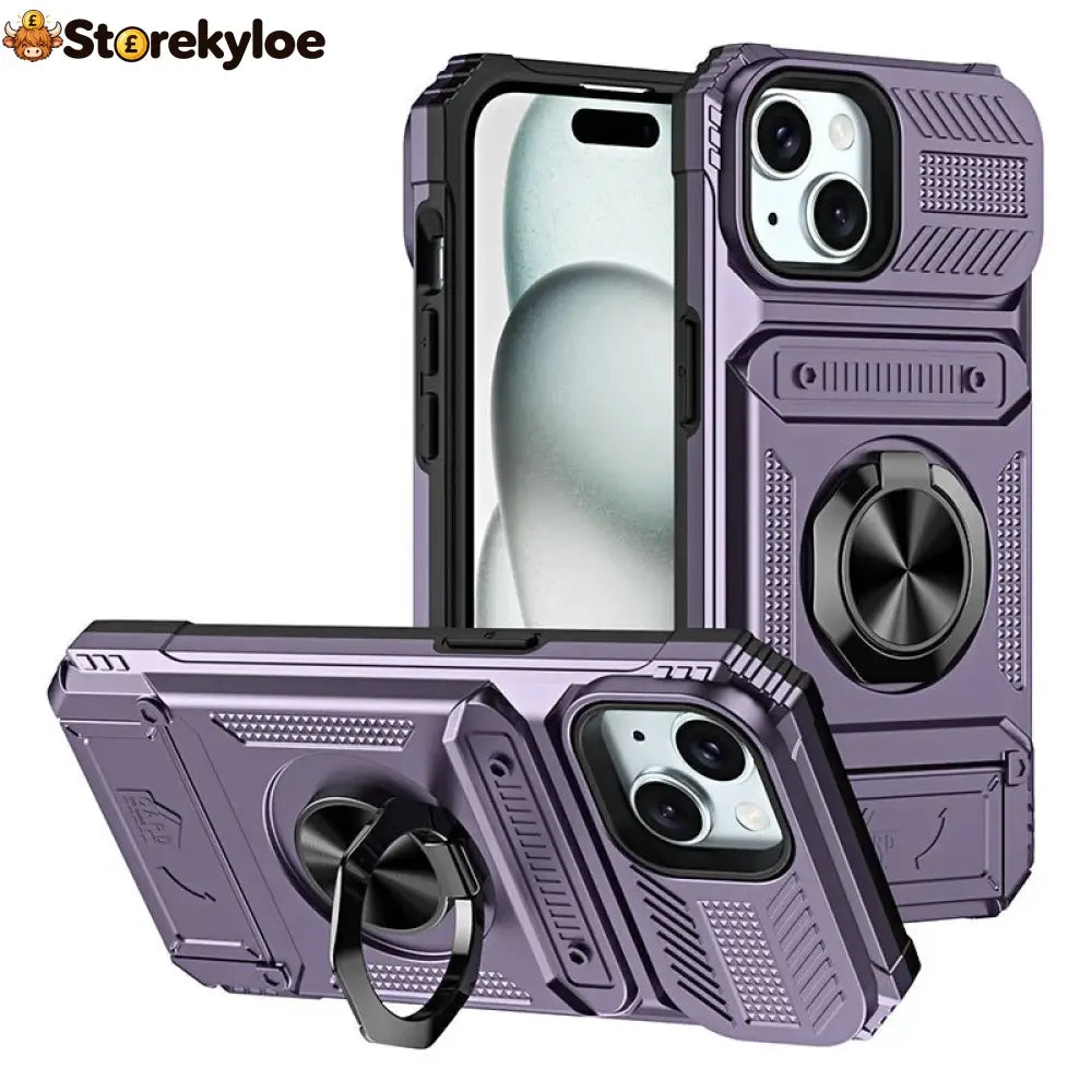 📱 Limited-time 50% Off! 💥 Phone Case With Card Holder & Ring Grip – Kickstand Magnetic Mount Drop Protection