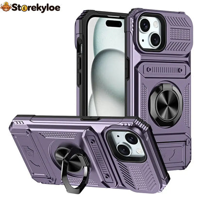 📱 Limited-time 50% Off! 💥 Phone Case With Card Holder & Ring Grip – Kickstand Magnetic Mount Drop Protection
