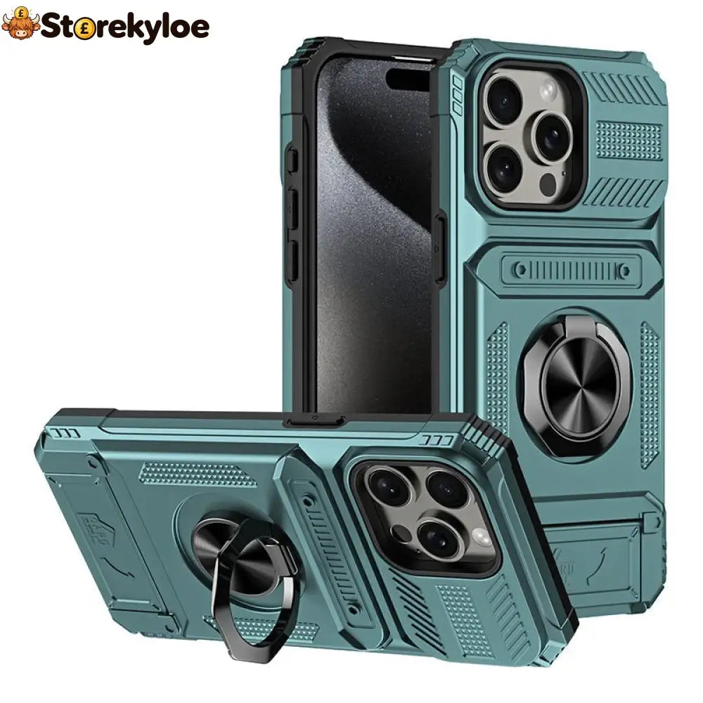📱 Limited-time 50% Off! 💥 Phone Case With Card Holder & Ring Grip – Kickstand Magnetic Mount Drop Protection