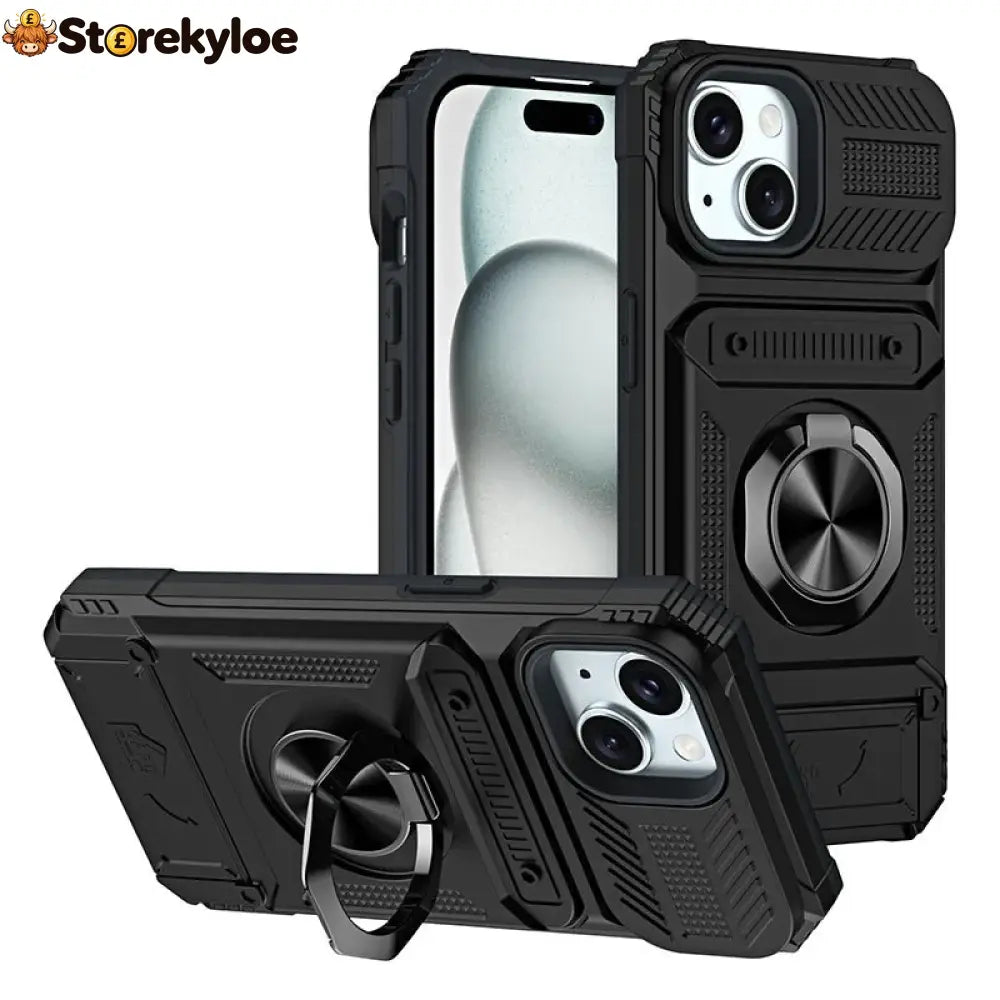 📱 Limited-time 50% Off! 💥 Phone Case With Card Holder & Ring Grip – Kickstand Magnetic Mount Drop Protection
