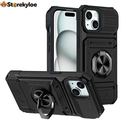 📱 Limited-time 50% Off! 💥 Phone Case With Card Holder & Ring Grip – Kickstand Magnetic Mount Drop Protection