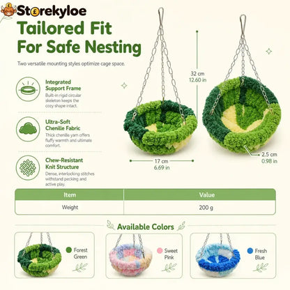 🐦 Limited-time 50% Off! 🧶 Warm Winter Bird Hanging Hammock – Cozy Soft Cage Decor ✨