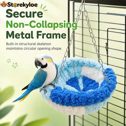 🐦 Limited-time 50% Off! 🧶 Warm Winter Bird Hanging Hammock – Cozy Soft Cage Decor ✨ - blue