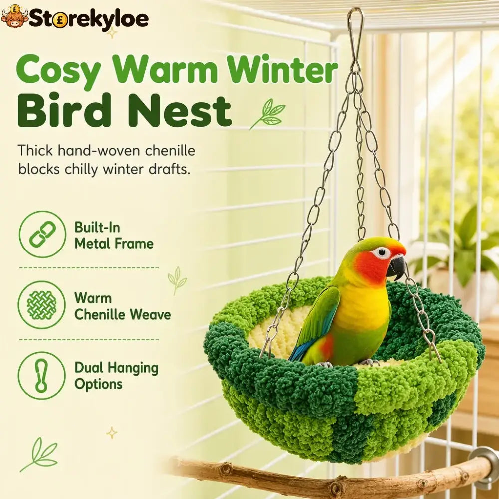 🐦 Limited-time 50% Off! 🧶 Warm Winter Bird Hanging Hammock – Cozy Soft Cage Decor ✨ - green