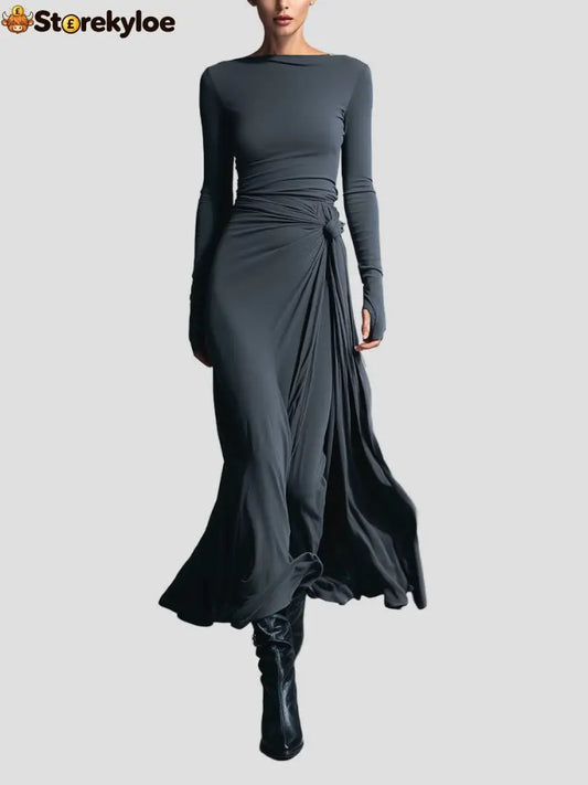 Liora Wrap Maxi Dress - Grey / S