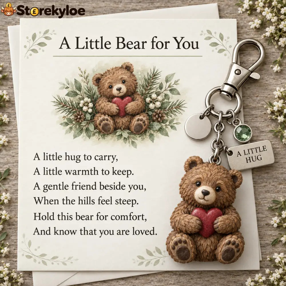 🎁 Little Woodland Animal Keyring & Poem Card Collection - bear cub