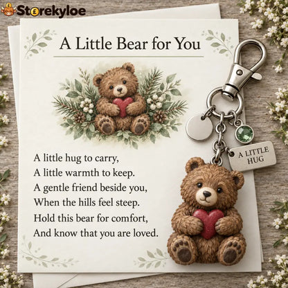 🎁 Little Woodland Animal Keyring & Poem Card Collection - bear cub