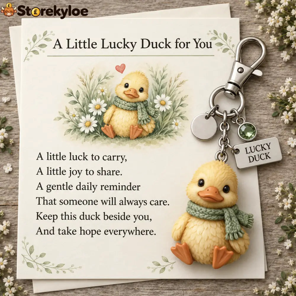 🎁 Little Woodland Animal Keyring & Poem Card Collection - duck