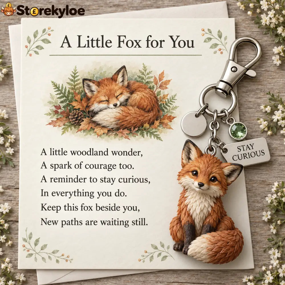 🎁 Little Woodland Animal Keyring & Poem Card Collection - fox