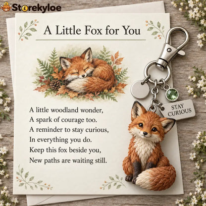 🎁 Little Woodland Animal Keyring & Poem Card Collection - fox