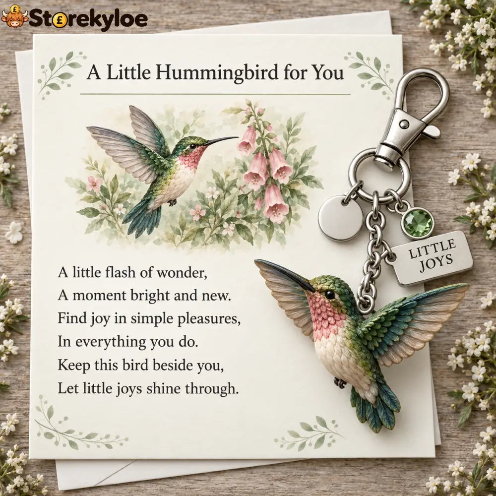 🎁 Little Woodland Animal Keyring & Poem Card Collection - hummingbird