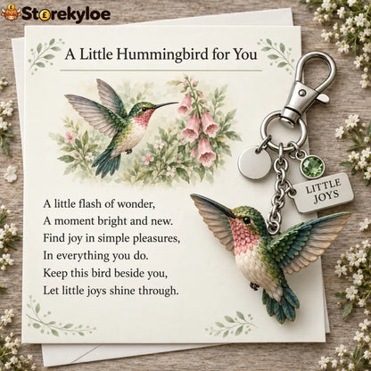 🎁 Little Woodland Animal Keyring & Poem Card Collection - hummingbird