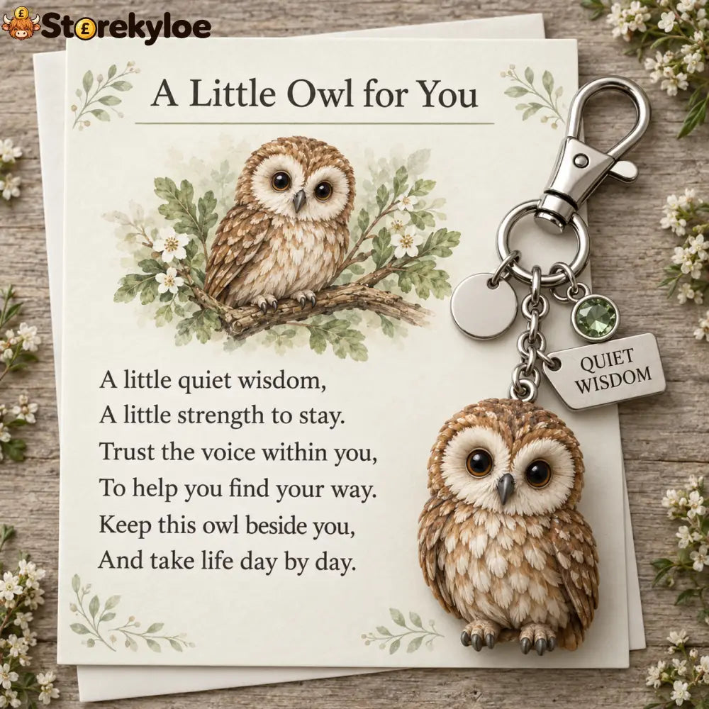 🎁 Little Woodland Animal Keyring & Poem Card Collection - owl