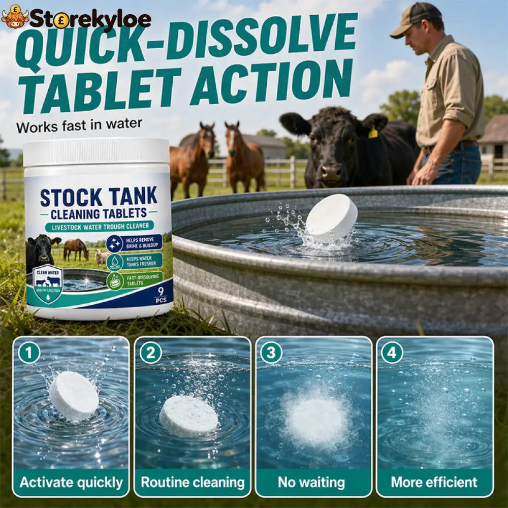 🧼 Livestock Water Tank Cleaning Tablets – 💧 Fast-Dissolving Trough & Water Container Cleaner - Buy 1 - Pet Health