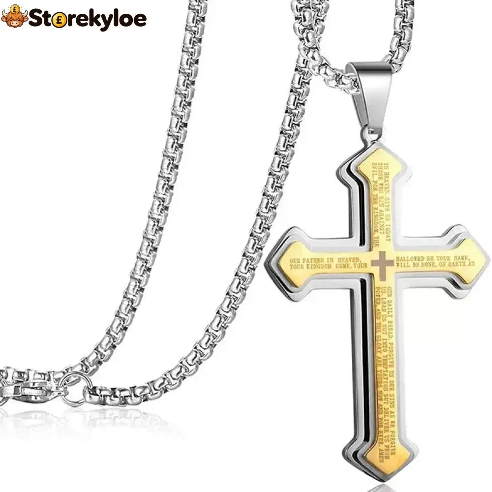 ✝️ Lord’s Prayer Cross Necklace - Gold