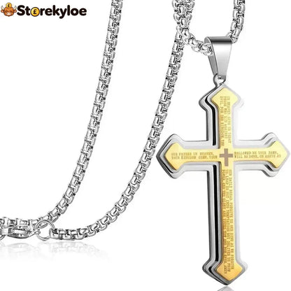 ✝️ Lord’s Prayer Cross Necklace - Gold