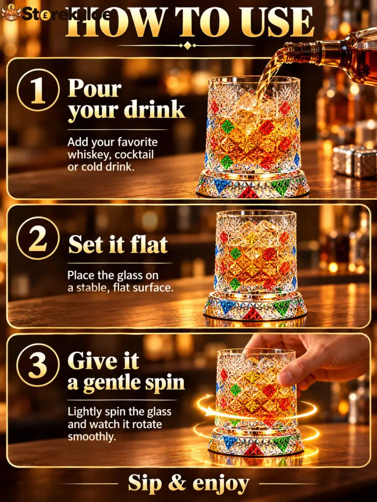🍸Luxury 360° Spinning Crystal Glass