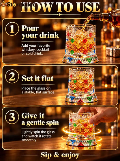 🍸Luxury 360° Spinning Crystal Glass
