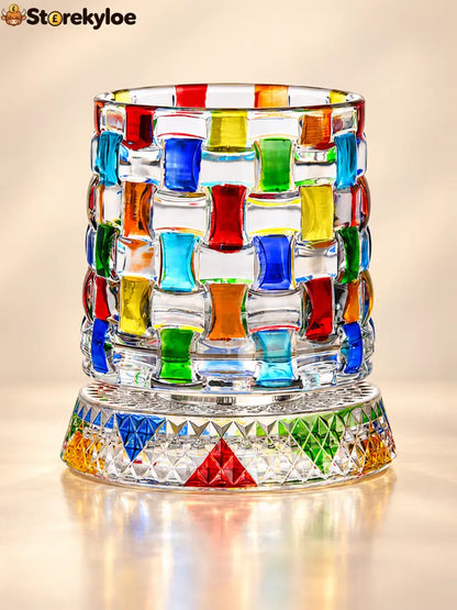🍸Luxury 360° Spinning Crystal Glass - Hand-painted ice-flower pattern