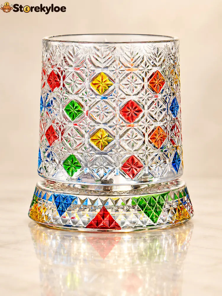 🍸Luxury 360° Spinning Crystal Glass - Woven and hand-painted pattern