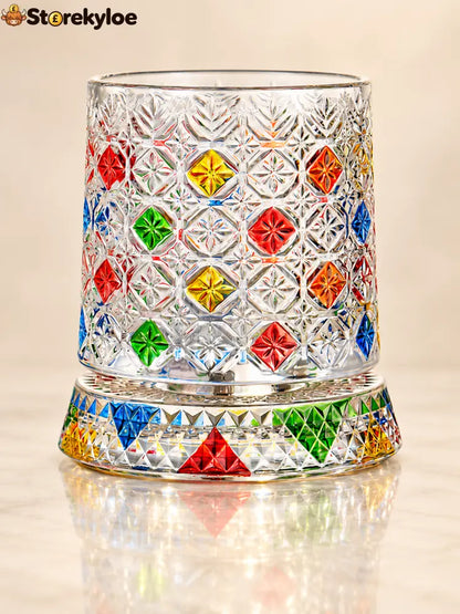 🍸Luxury 360° Spinning Crystal Glass - Woven and hand-painted pattern