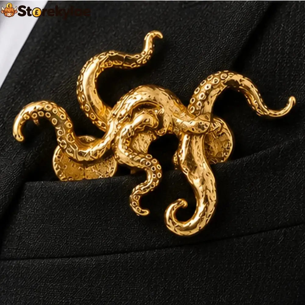 ✨ Luxury Sculpted Animal Brooch – Premium Statement Piece for Suits & Blazers - Octopus / Gilded Bronze