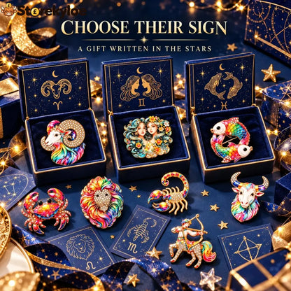 Luxury Zodiac Enamel Brooch – Turn a Simple Blazer into a Statement ✨