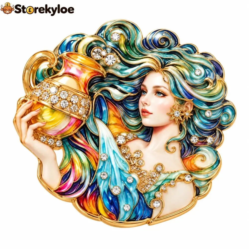 Luxury Zodiac Enamel Brooch – Turn a Simple Blazer into a Statement ✨ - ♒ Aquarius / Rainbow