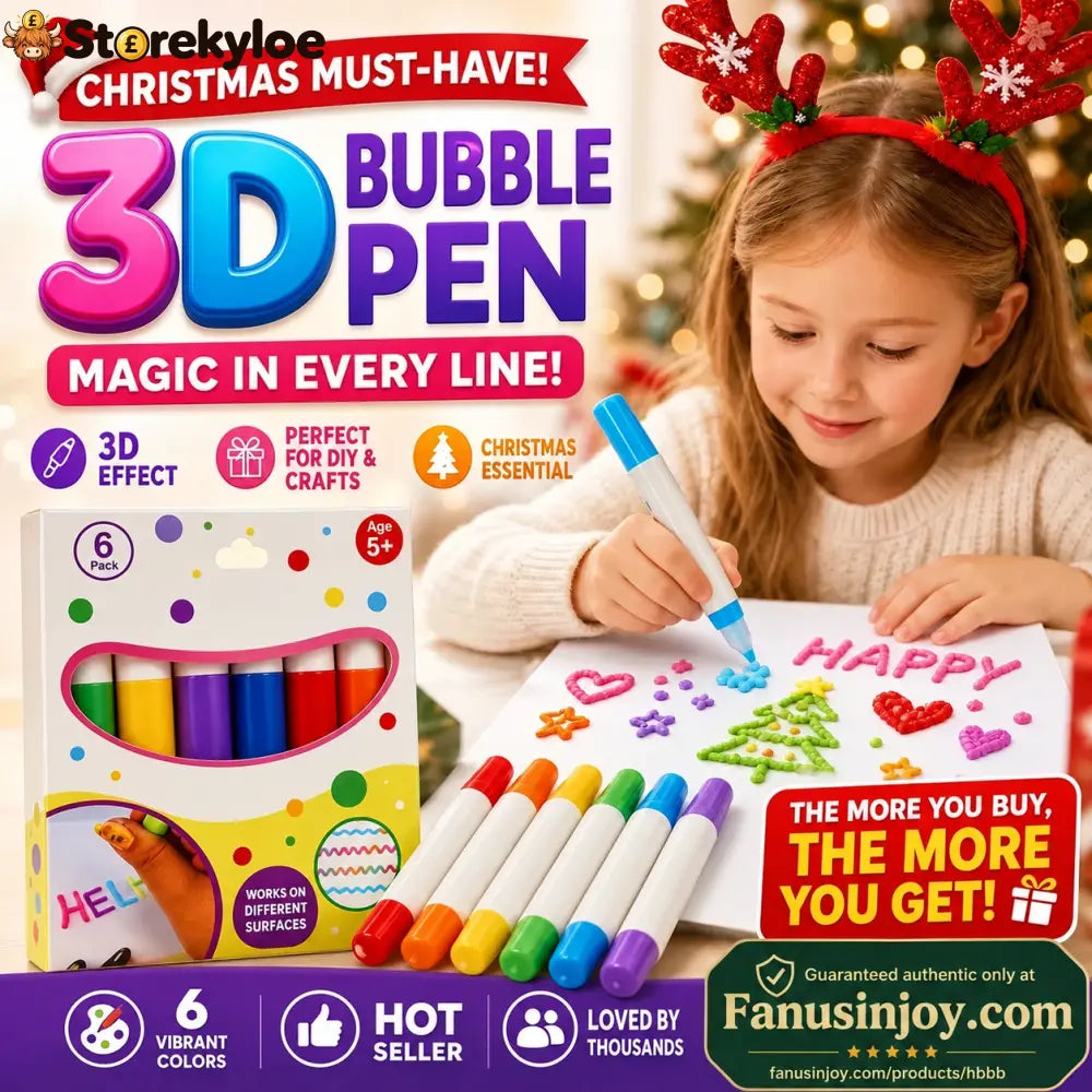 🥳🔮Magic Pen – Draw 3D with one stroke!🎄 DIY Bubble Popcorn Drawing Pens& Buy 1 Get 1 Free 🔥
